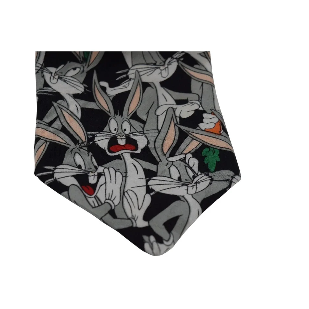 Vintage Looney Tunes Bugs Bunny Tie Black Novelty Cartoon‎ Necktie Menswear